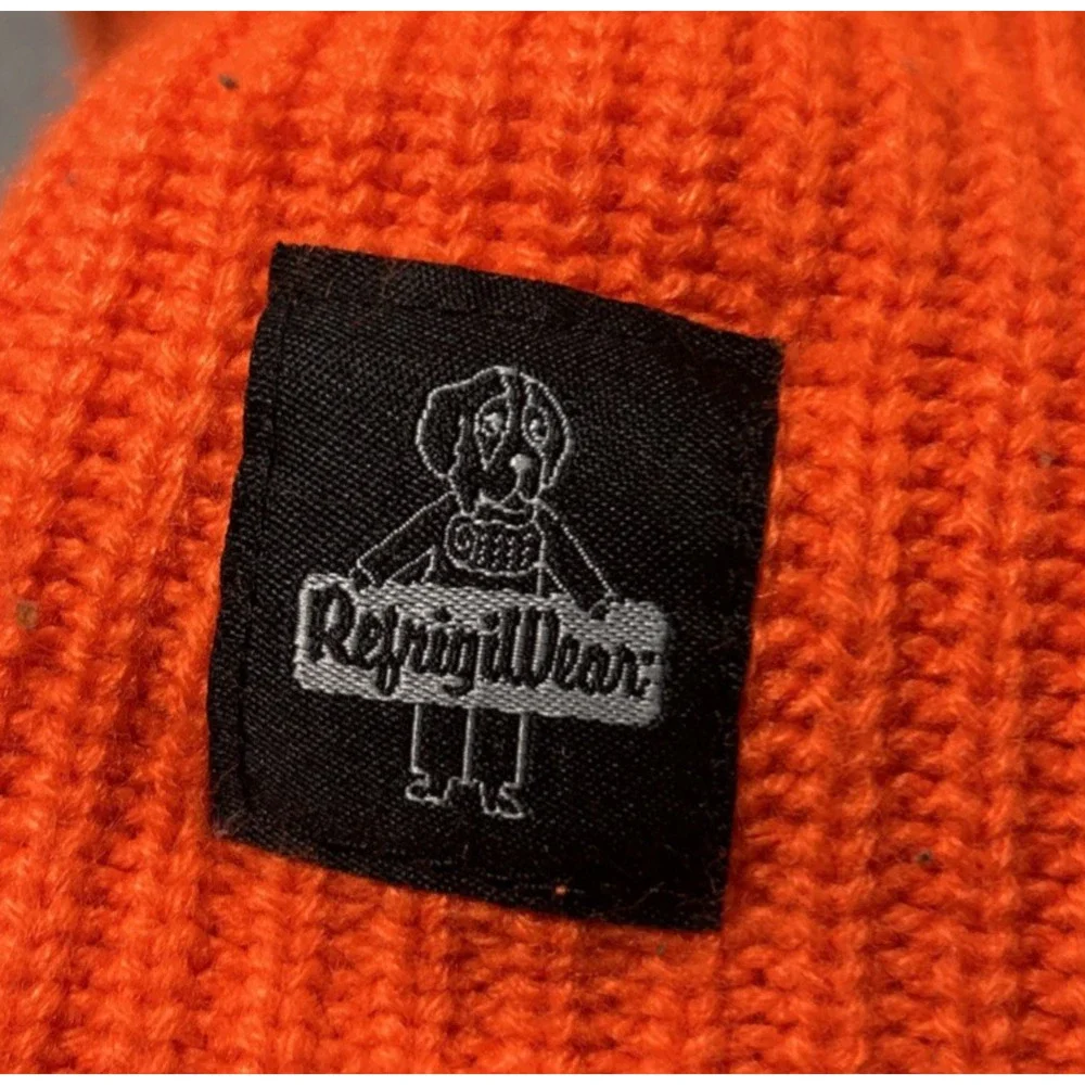 Vintage Y2K 2000s Ski Mask Balaclava Fleece Striped Orange Worker Corduroy Snow - Picture 4 of 11